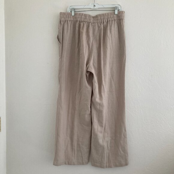 Naturals d&co Linen Blend Wide Leg Pull On Pants Flax Tan Beach Lagenlook MP - Picture 4 of 8